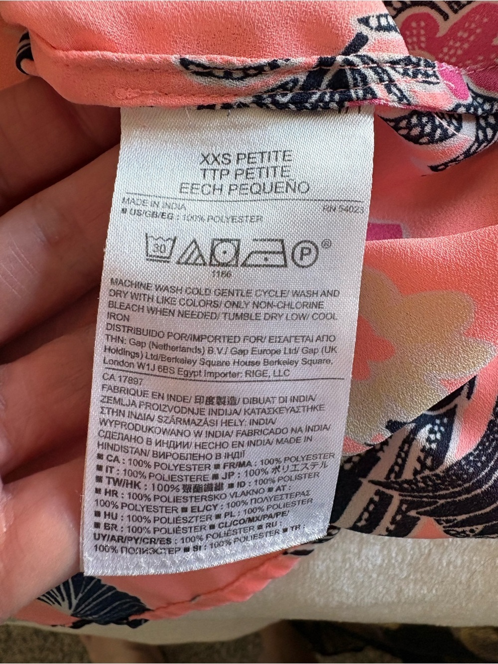 Banana Republic Coral Pink Tropical Print Popover Long Sleeve blouse - Picture 8 of 14